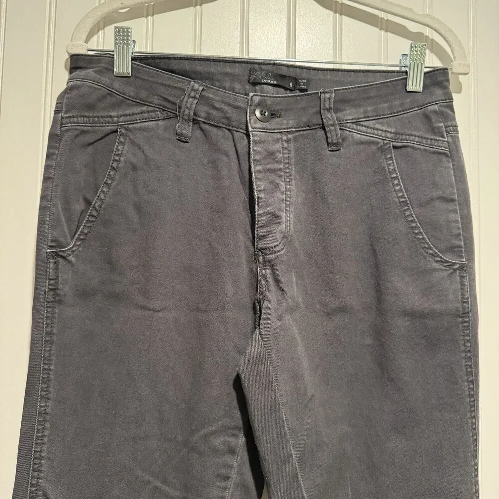 Prana Gray Janessa Pants Tapered Button Fly Size 6 - Picture 3 of 8
